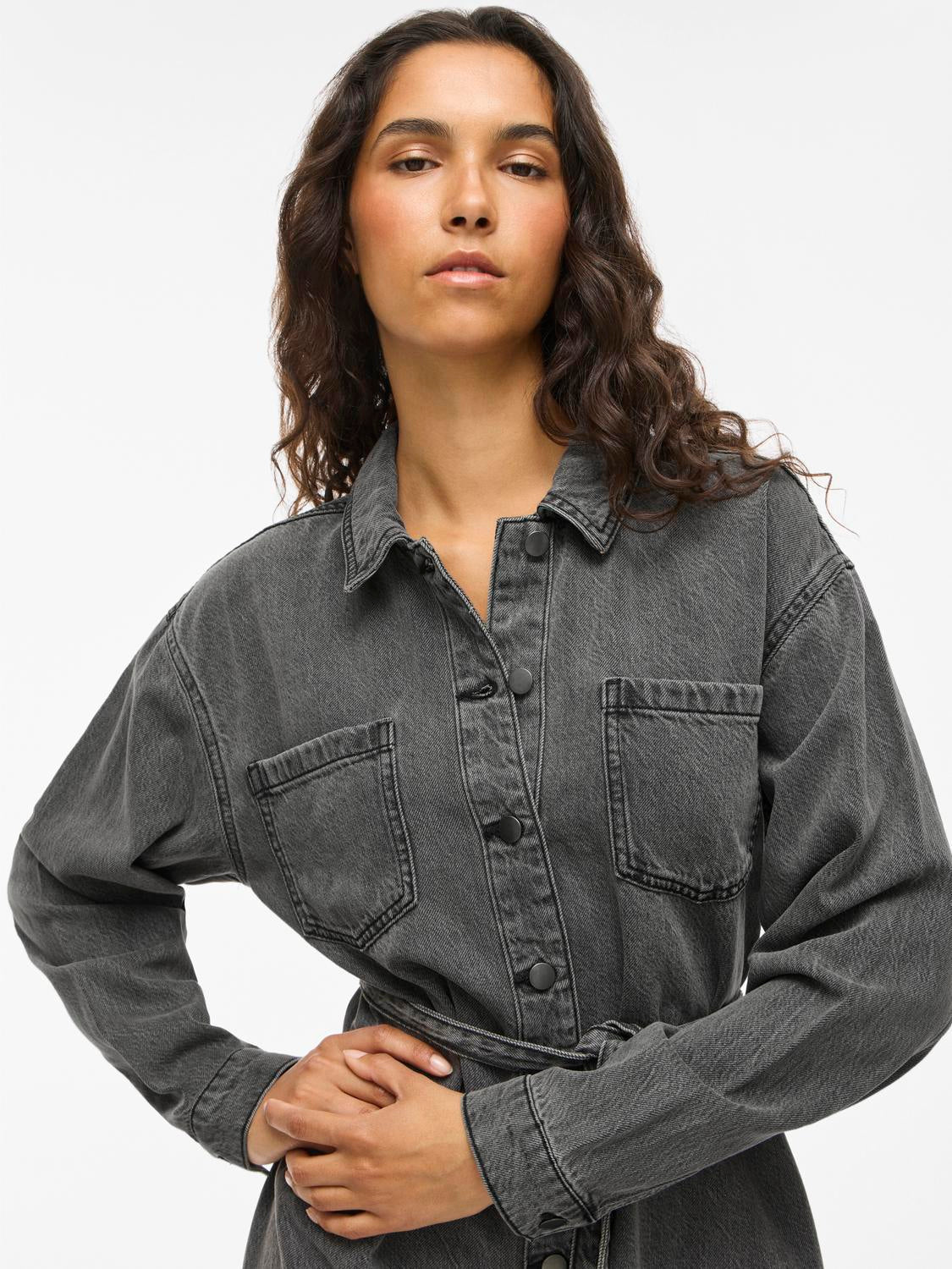 VIKIKI Short Dress - Dark Grey Denim - VERO MODA & VILA Bergvik